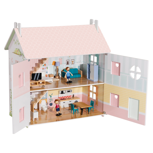 2-Storey Wooden Doll House & Accessories- Tooky Toy