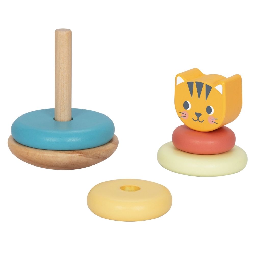 3-in-1 Wooden Toy Gift Set - Rattle, Stacking Tower and Pull-Along Puppy - Tooky Toy