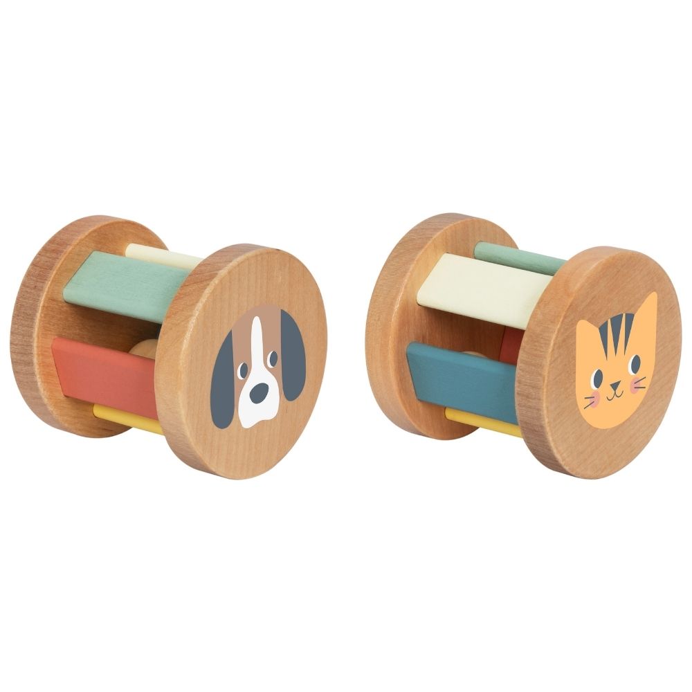 3-in-1 Wooden Toy Gift Set - Rattle, Stacking Tower and Pull-Along Puppy - Tooky Toy