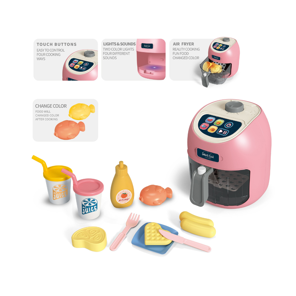 Air Fryer with Light, Sound & Colour Changing Food- Pink