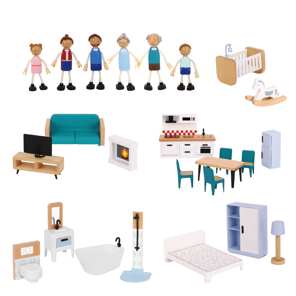 Wooden 3-Storey Doll House - Tooky Toy