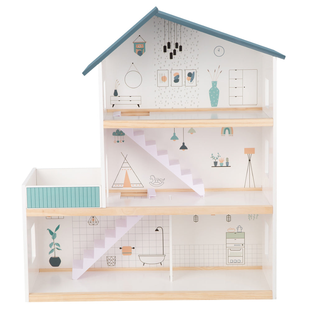 Wooden 3-Storey Doll House - Tooky Toy