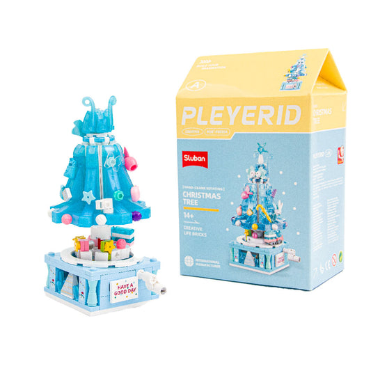 Christmas Tree Building Set with Rotating Crank (Blue) - Sluban
