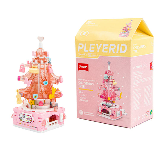 Christmas Tree Building Set with Rotating Crank (Pink) - Sluban