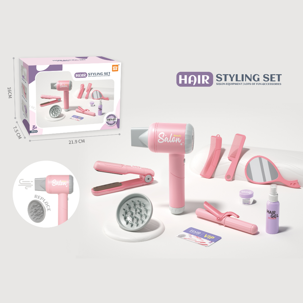 Hairdryer Playset with Light, Sound and Safe Wind Function