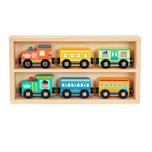 Magnetic Train Set With Storage Box (7pcs) - Hi Pando