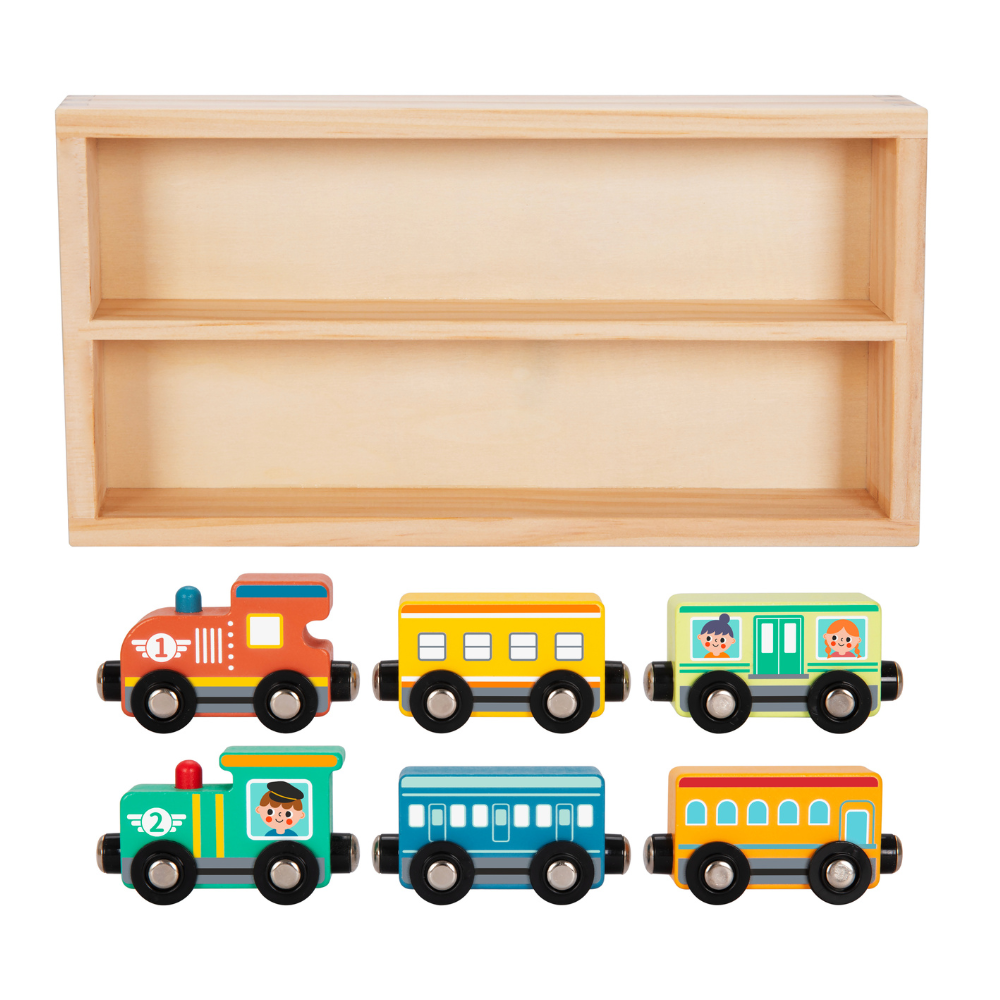 Magnetic Train Set With Storage Box (7pcs) - Hi Pando