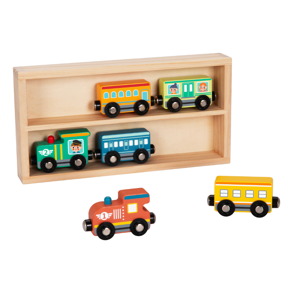 Magnetic Train Set With Storage Box (7pcs) - Hi Pando