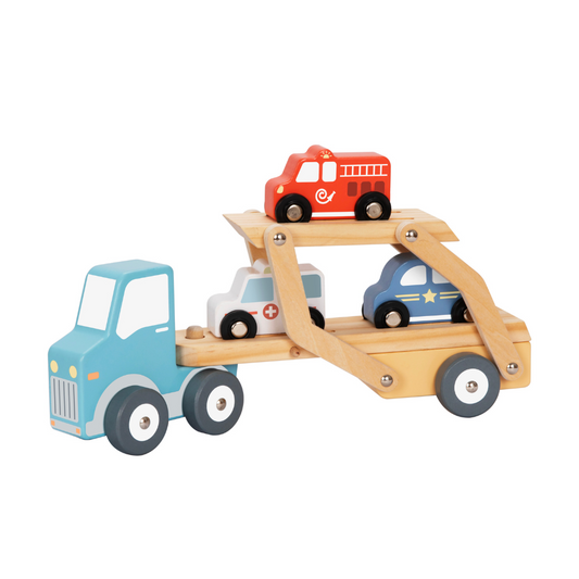 Wooden Car Transporter Truck (4pcs)- Hi Pando