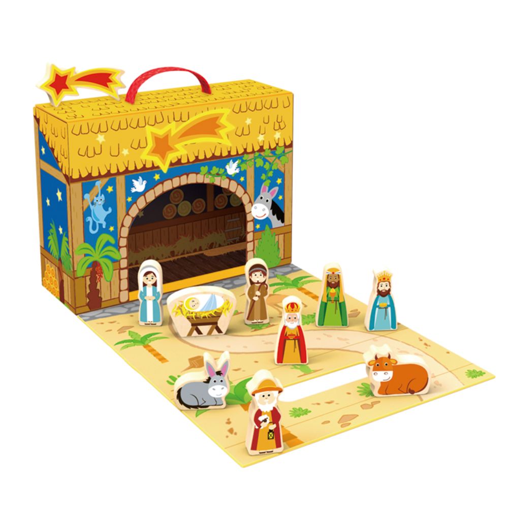 Wooden Christmas Nativity Play Box- Hi Pando