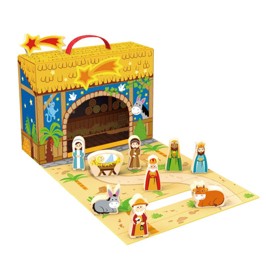 Wooden Christmas Nativity Play Box- Hi Pando