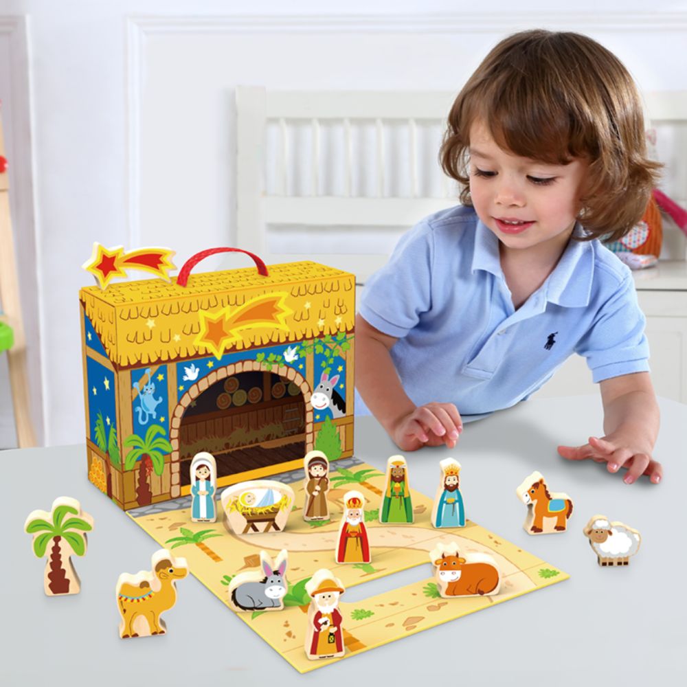 Wooden Christmas Nativity Play Box- Hi Pando