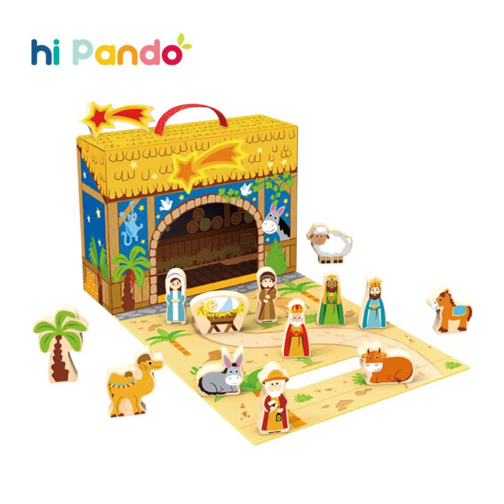 Wooden Christmas Nativity Play Box- Hi Pando