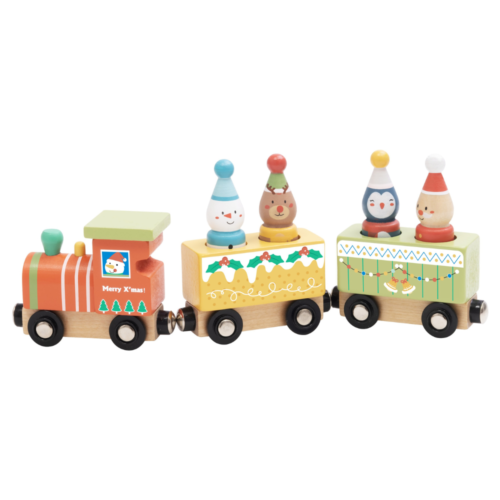 Wooden Magnetic Train Set - Christmas (7pc) - Hi Pando