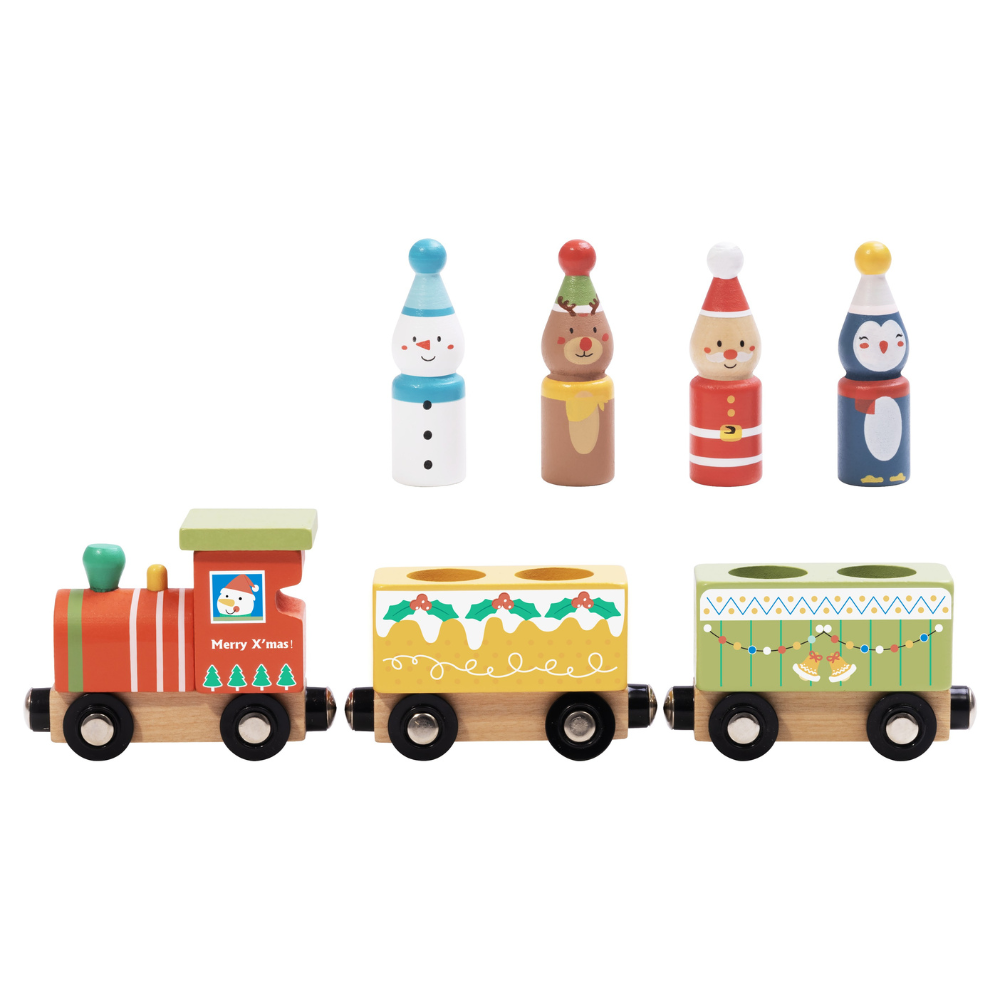 Wooden Magnetic Train Set - Christmas (7pc) - Hi Pando