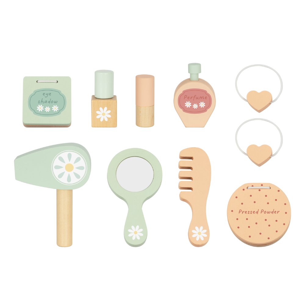 Wooden Vanity Table with Light-Up Mirror & Stool- Tooky Toy